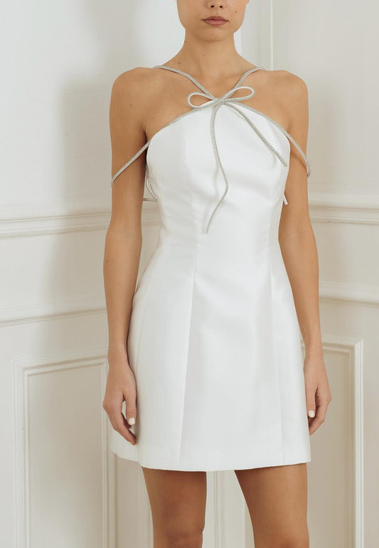 Off-Shoulder Straps Sleek A-Line Short Satin Beach Wedding Dress