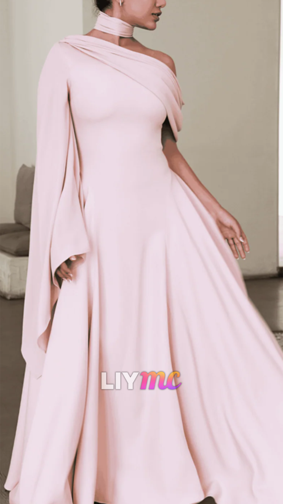 One Shoulder Long Sleeves A-Line Cocktail Dress