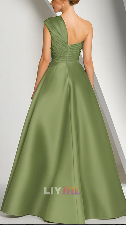 One Shoulder Appliques Bow Mermaid Evening Dress