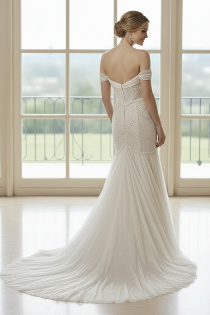 One Shoulder Sleeveless Appliques Mermaid Wedding Dress