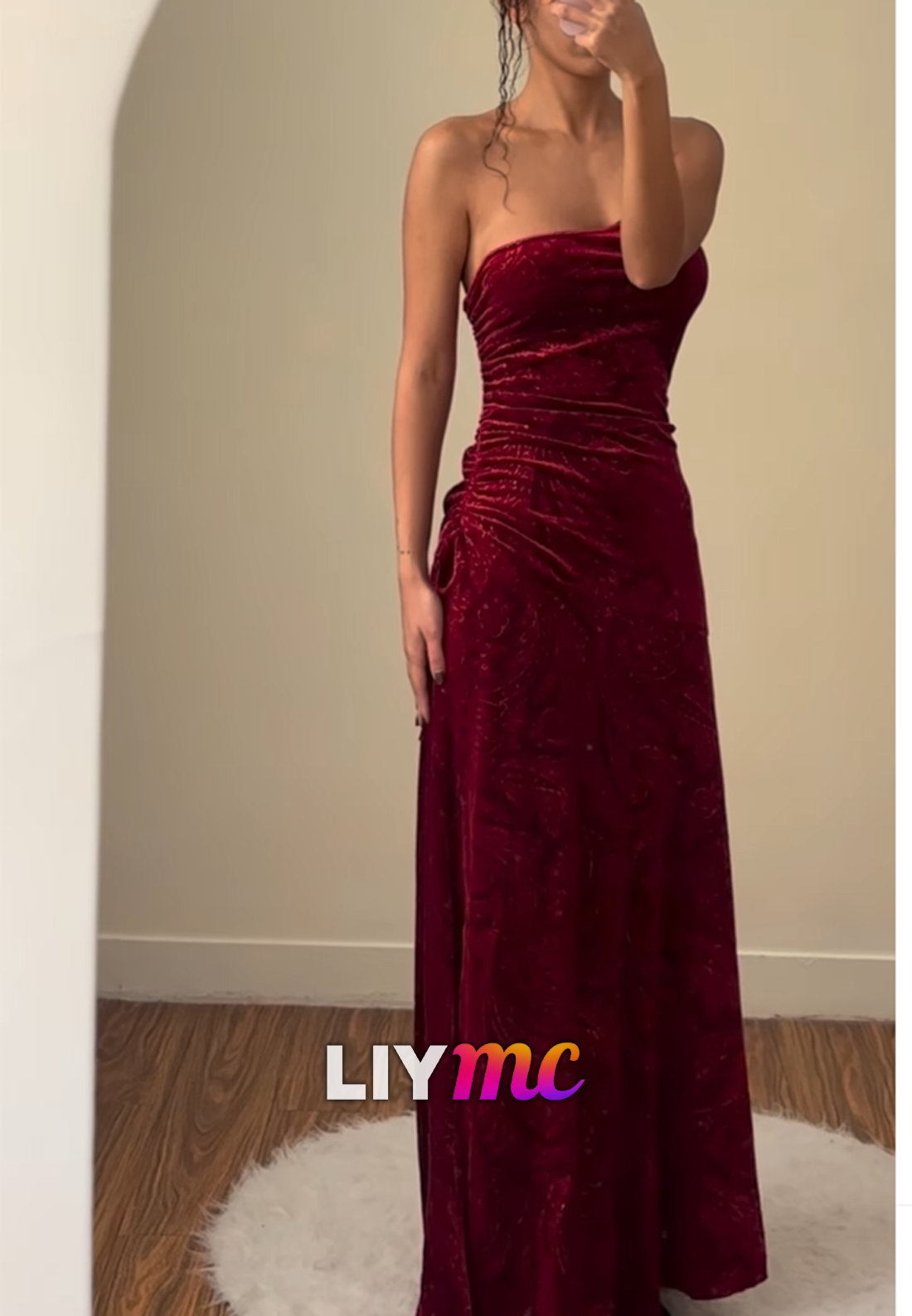 One Shoulder Side Slit Sheath Prom Dress