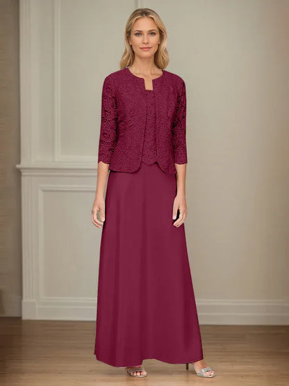 Glitter Lace & Satin Skirt Jacket Dress with Open Jacket