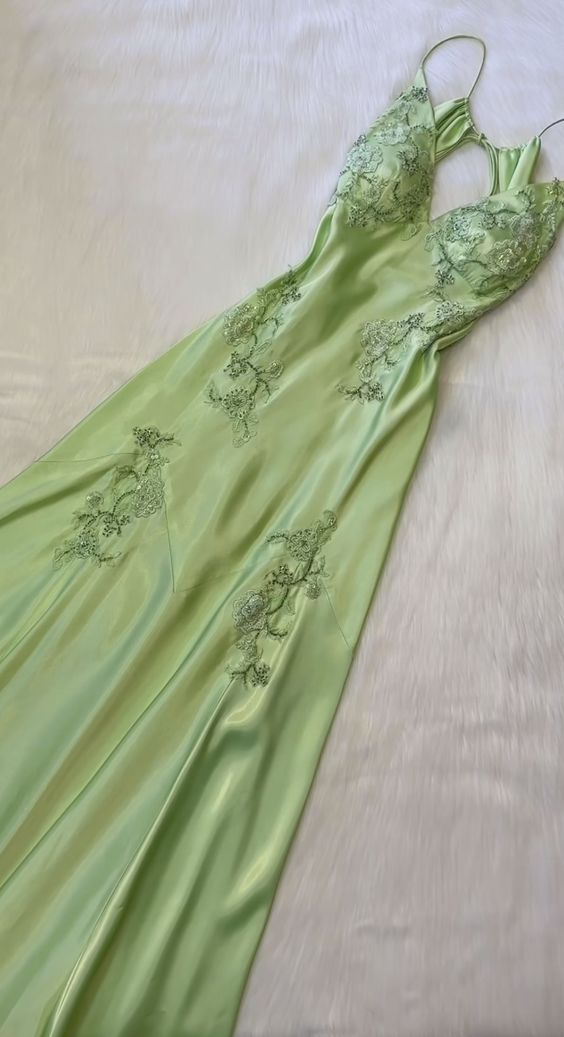 Fancy Mermaid Spaghetti Straps Green Backless Long Prom Dress Evening Dress Formal Dress