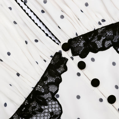 Wedding Guest Dress Polka Dot Halter Neck Midi Dress