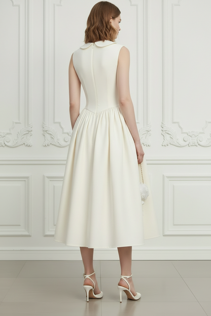 Wedding Guest Dress Yellow Taffeta Collared Midi Dress