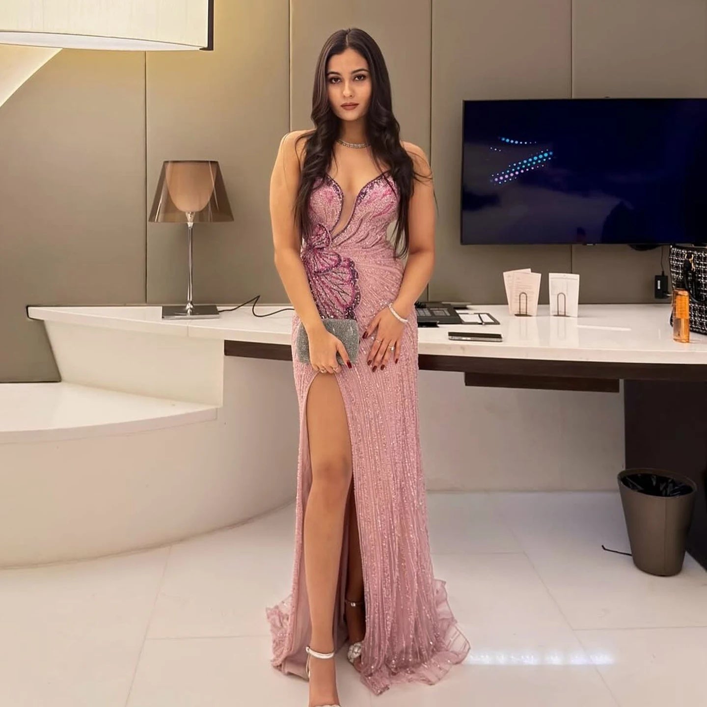 Elegant Sweetheart Pink Evening Dress Mermaid Gown