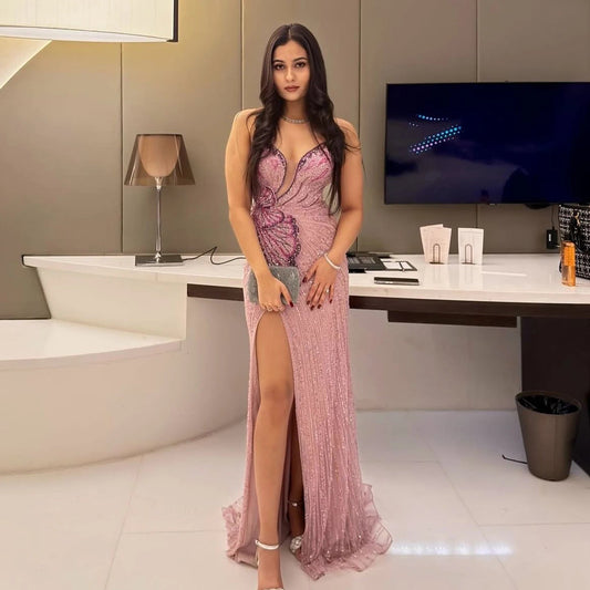 Elegant Sweetheart Pink Evening Dress Mermaid Gown