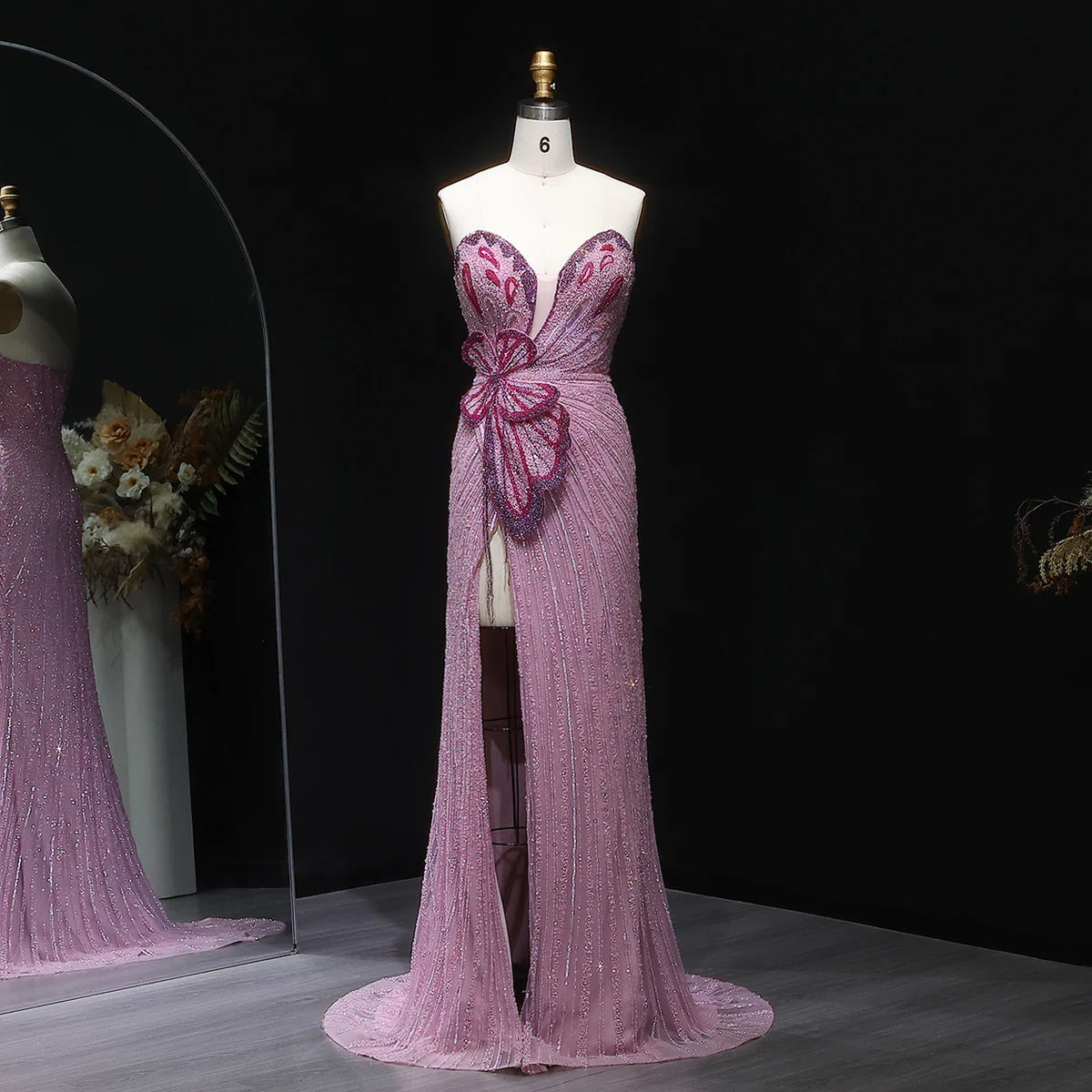 Elegant Sweetheart Pink Evening Dress Mermaid Gown