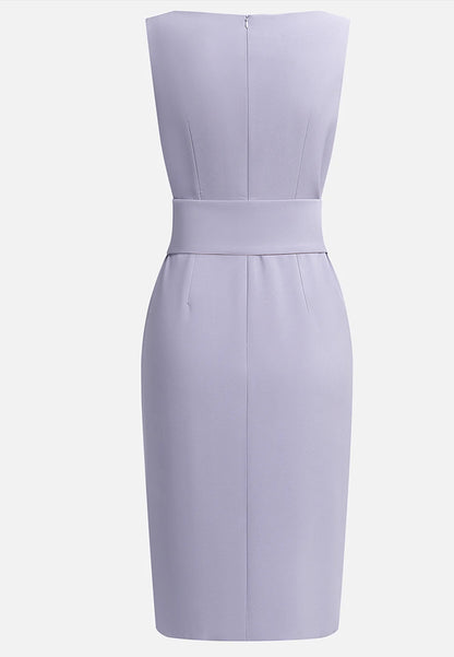 Purple Sleeveless Rheinstone Sheath Midi Dress