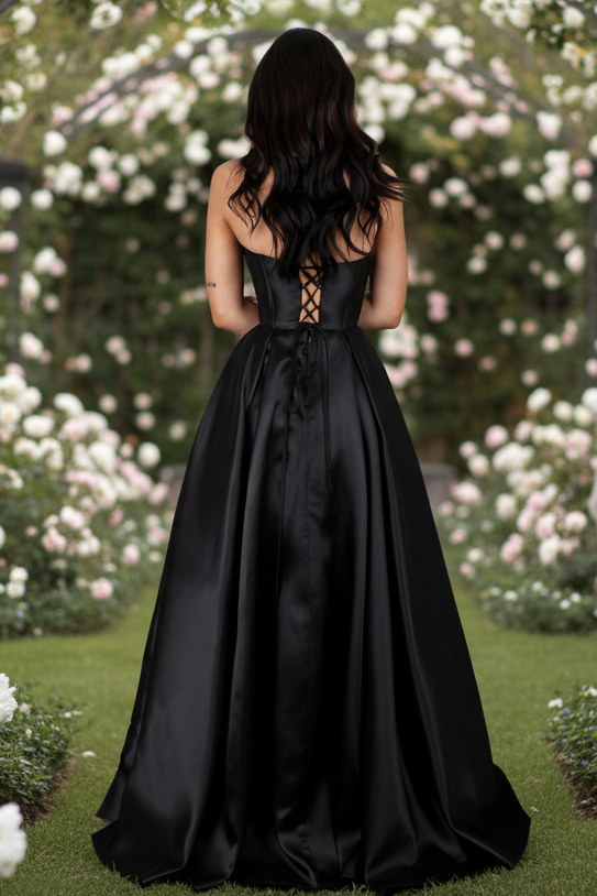 Sweetheart A-Line Satin Mikado Prom Gown