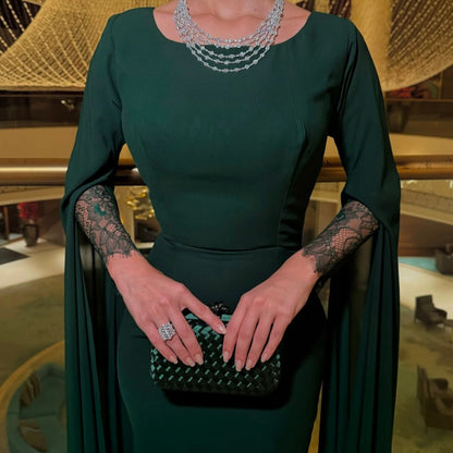 Scoop Long Sleeves Mermaid Evening Dress