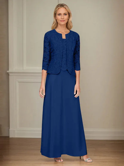 Glitter Lace & Satin Skirt Jacket Dress with Open Jacket