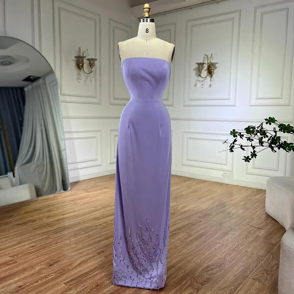 Lilac Elegant Evening Dresses with Luxury Beaded Long Cape Gown for Party