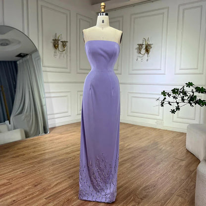 Lilac Elegant Evening Dresses with Luxury Beaded Long Cape Gown for Party