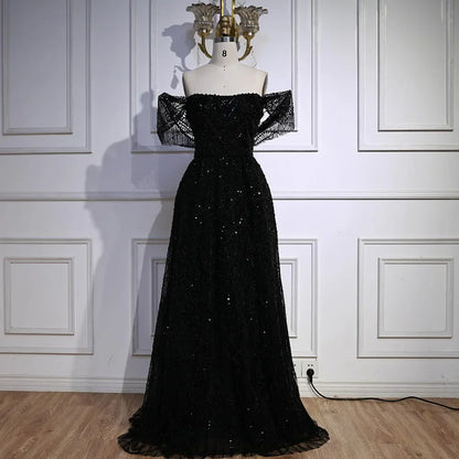 Nude A-Line Evening Gown with Pearl Beading