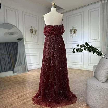 Nude A-Line Evening Gown with Pearl Beading