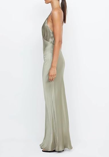 Pretty Mermaid V Neckline Long Yellow Satin Party Dresses Prom Dresses
