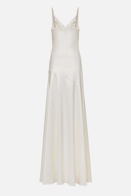 Gorgeous Mermaid Spaghetti Straps Floor-length White Slit Evening Dress Prom Dresses