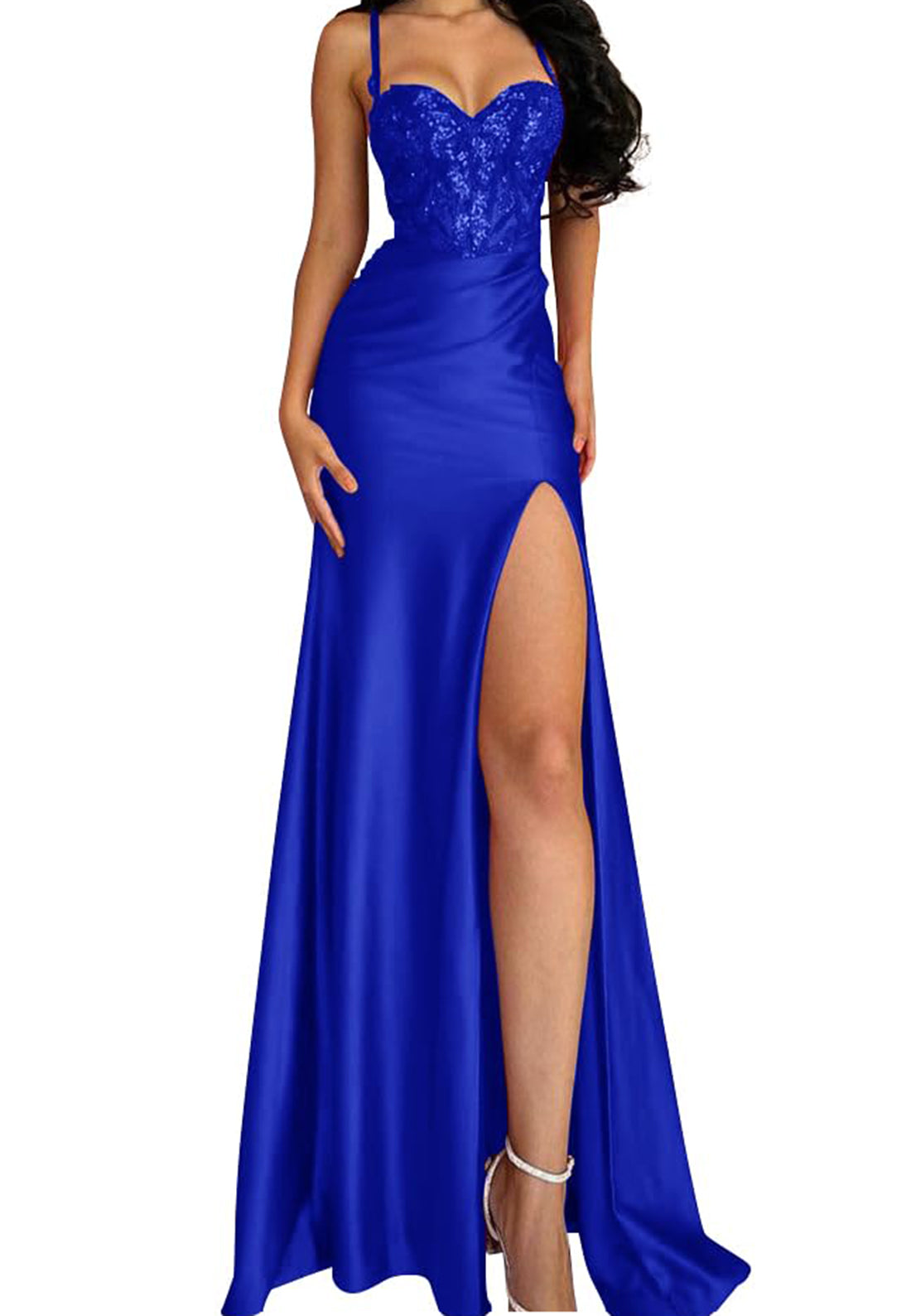 Sweetheart Sleeveless Appliques High Slit Prom Dress