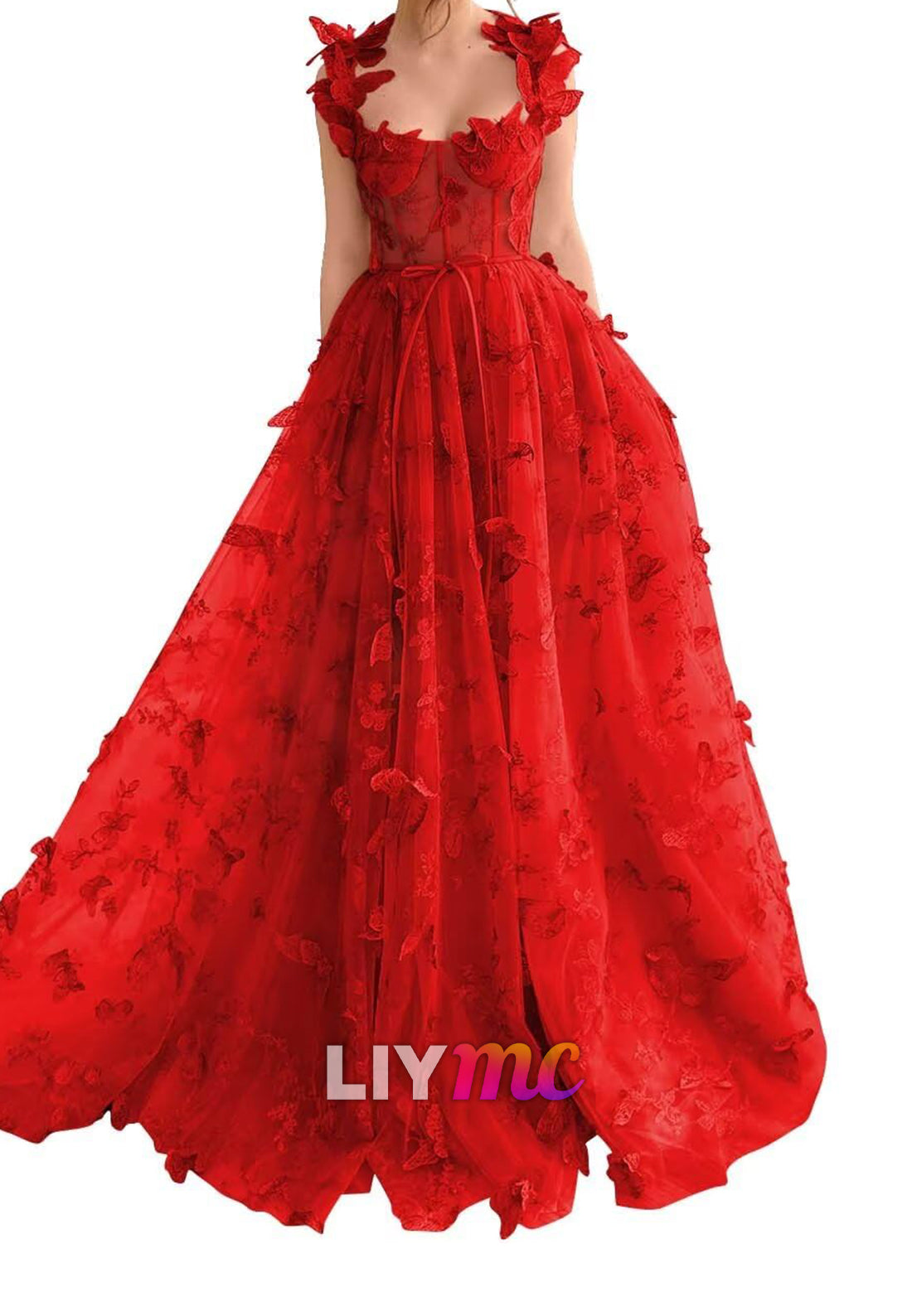 Sweetheart Sleeveless Floral Embellished A-Line Prom Dress