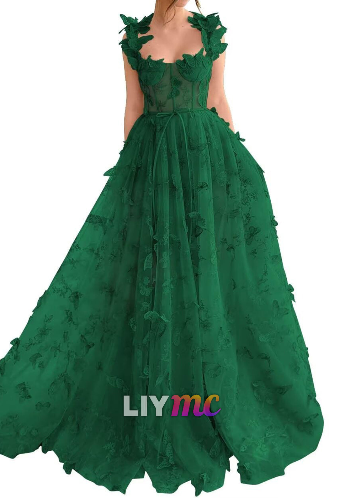 Sweetheart Sleeveless Floral Embellished A-Line Prom Dress