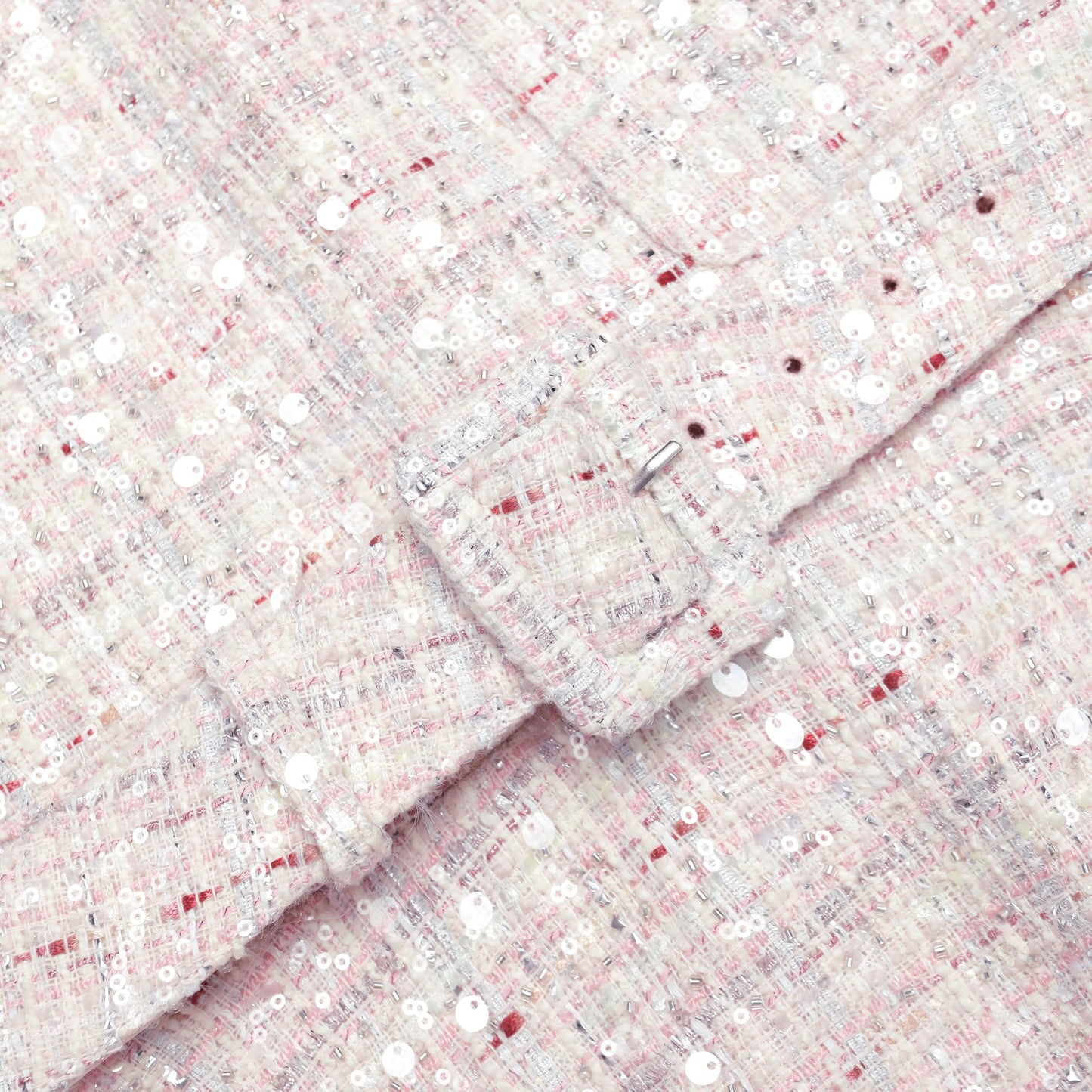 Cocktail Dress Pink Sequin Boucle Belted Mini Dress