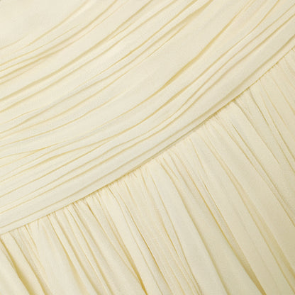 Wedding Guest Dress Yellow Georgette Scarf Midi Dress