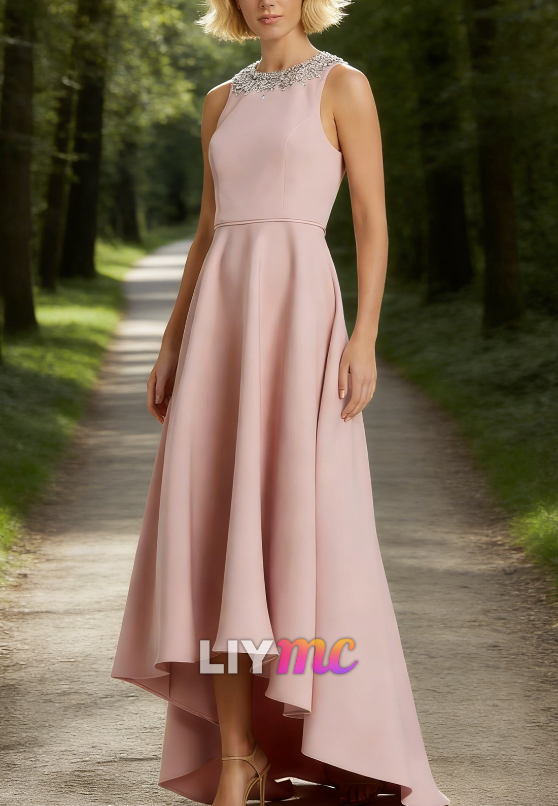 Scoop High Low Cocktail Dress A-Line Mother of Bride Dress