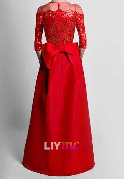 Scoop Long Sleeves Appliques Mother of Bride Jumpsuit