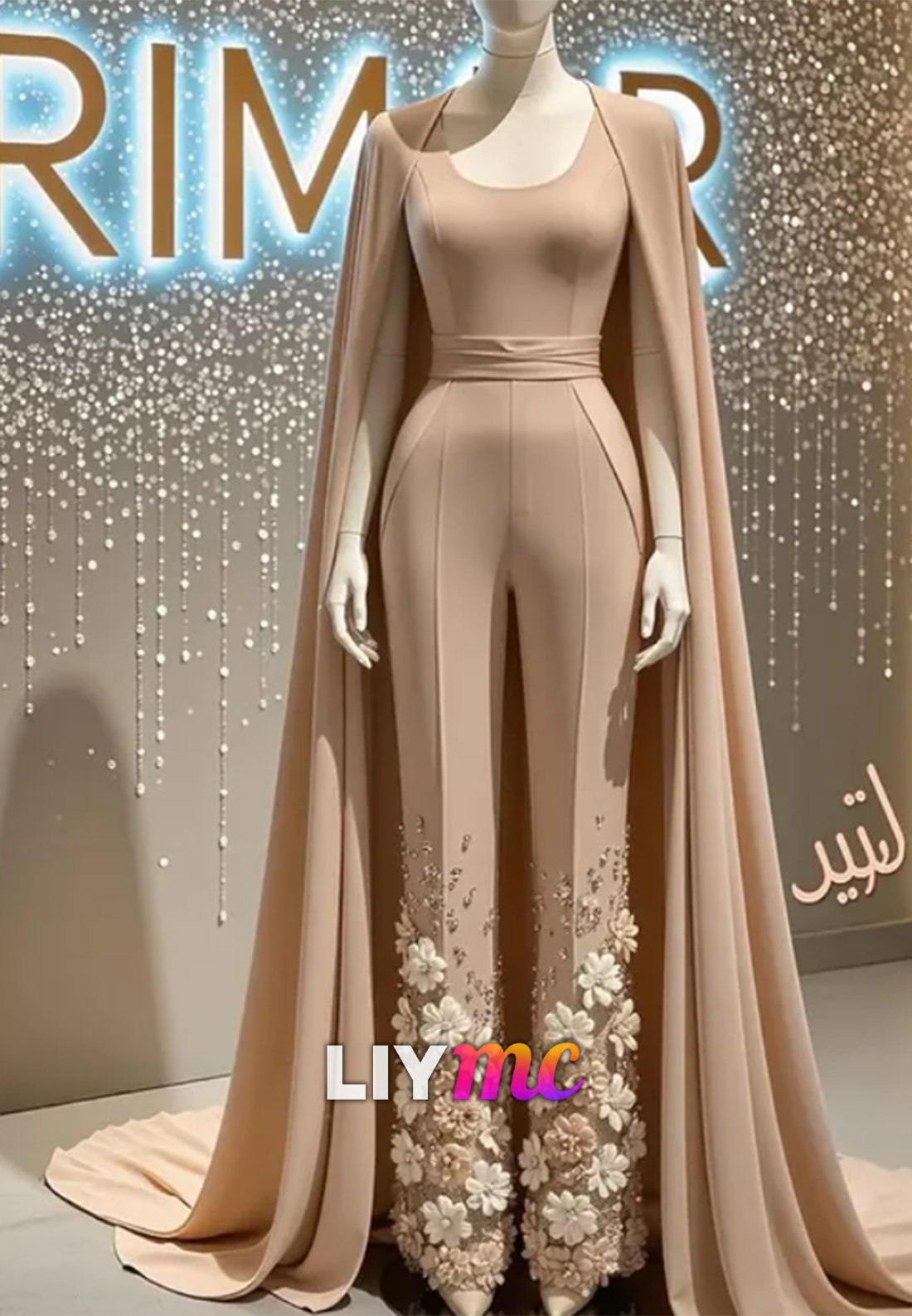Scoop Long Sleeves Floral Embellished Jumpsuit