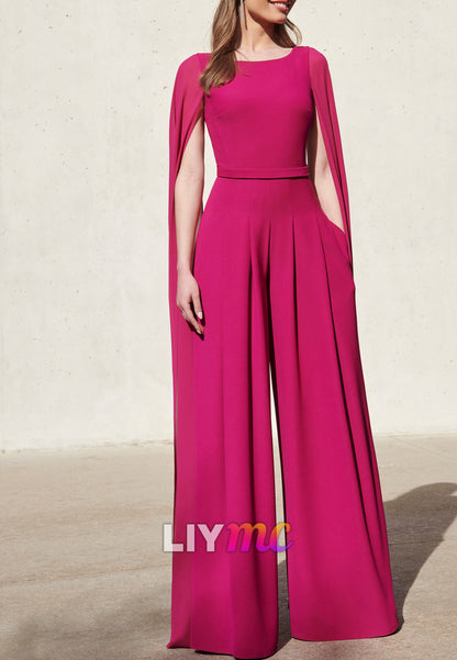 Scoop Long Sleeves Jumpsuit Mothe of Bride Dress