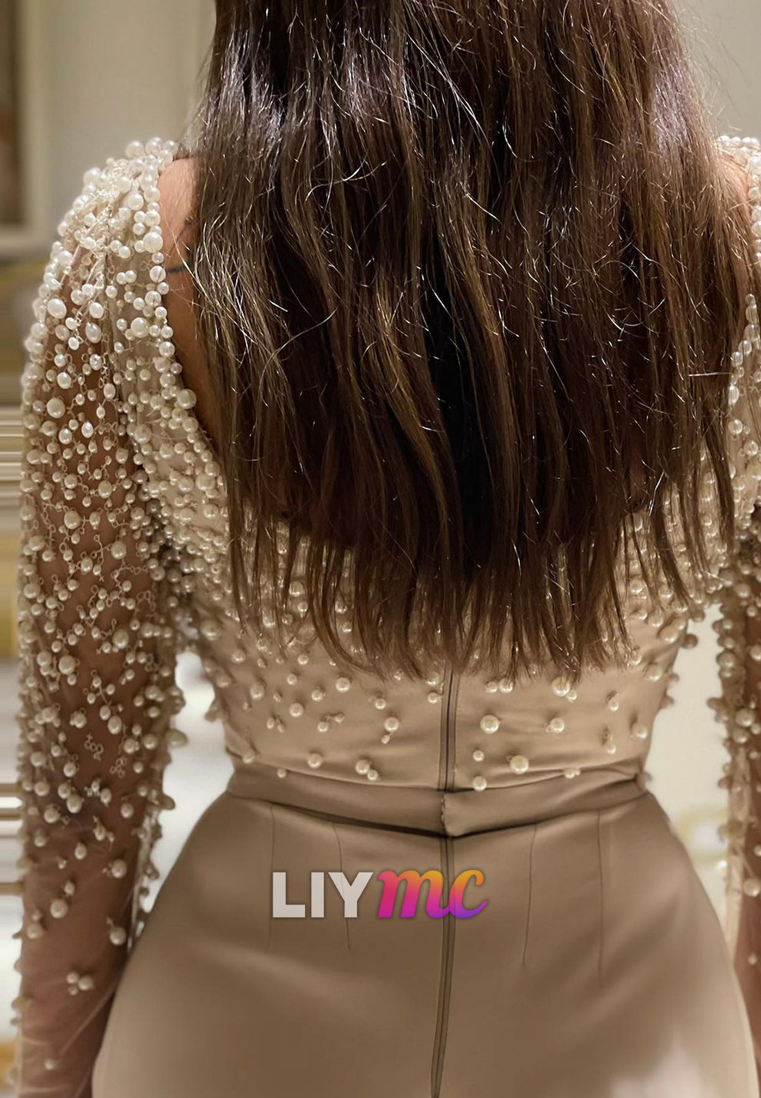 Scoop Long Sleeves Pearl Jumpsuit