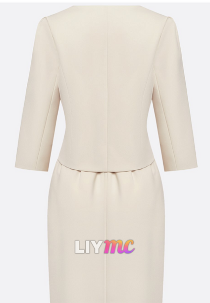 Scoop Long Sleeves Two Piece Sheath Cocktail Dress