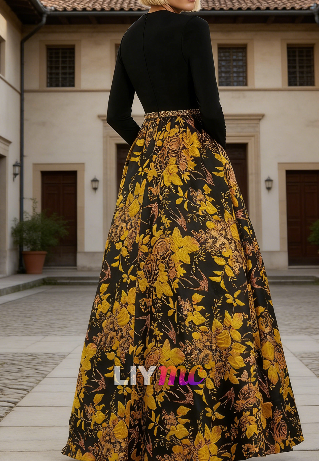 Scoop Mother of Bride Dress Floral Printed A-Line Cocktail Dress