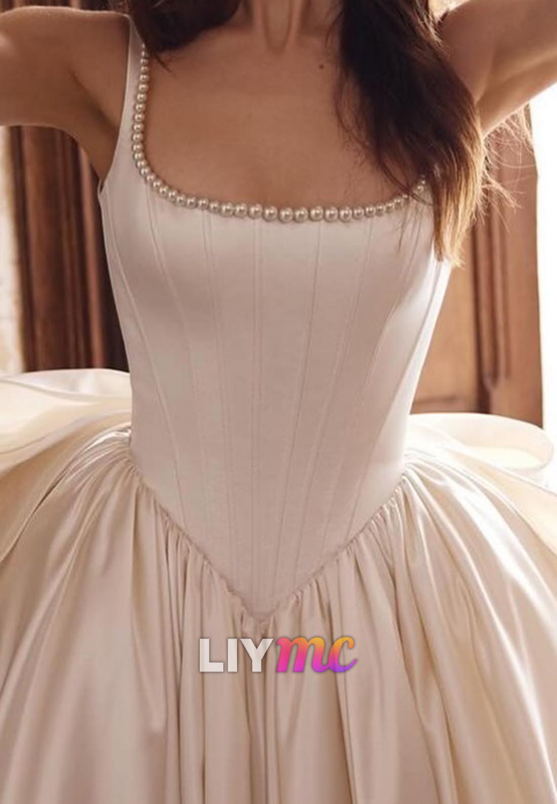 Scoop Pleated Sleeveless Bowknot A-Line Wedding Dress