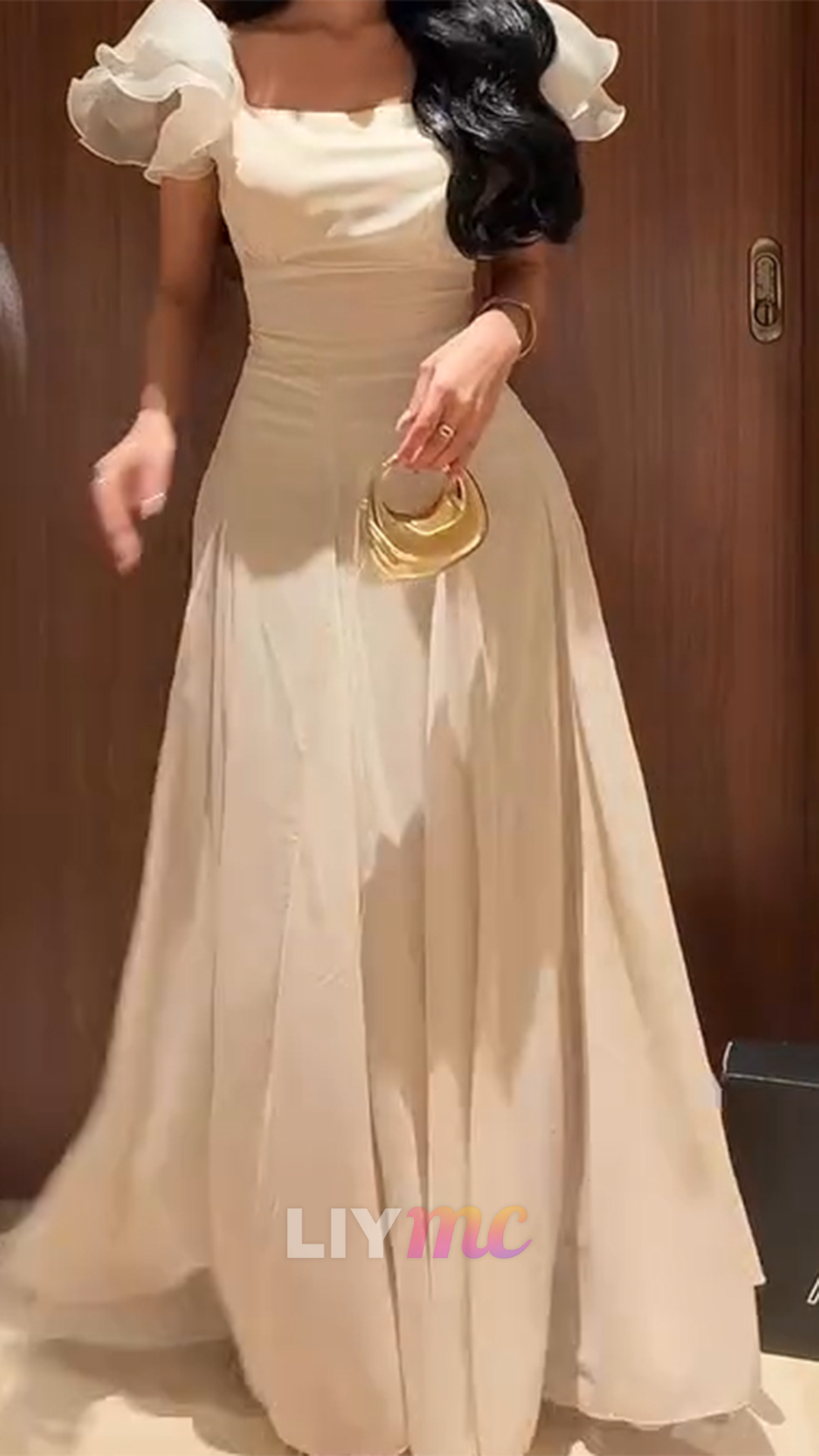 Scoop Short Sleeves A-Line Formal Party Dress