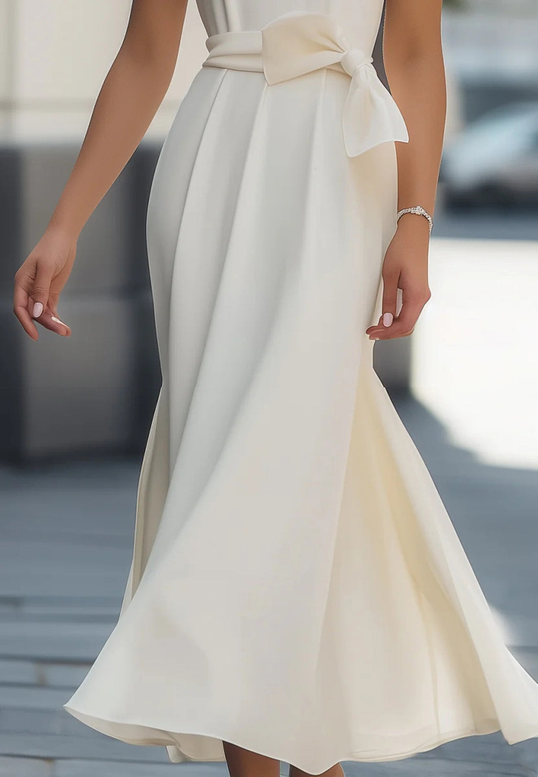 Scoop Short Sleeves Sleek Sheath Semi-Formal Dress