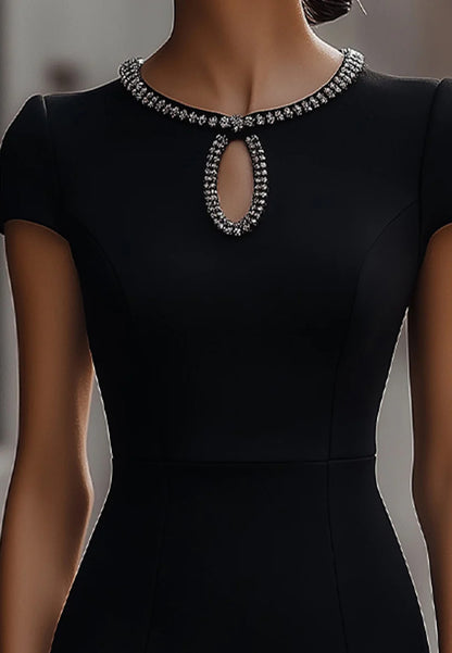 Scoop Short Sleeves Sleek Sheath Work Dress