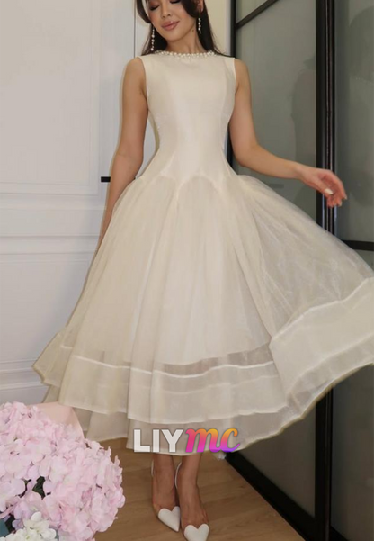 Scoop Sleeveless A-Line Cocktail Dress
