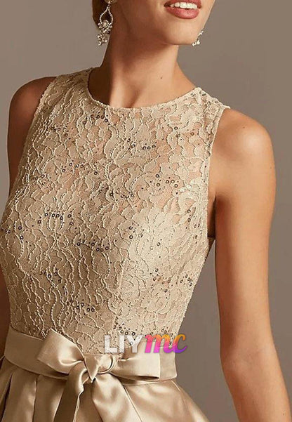 Scoop Sleeveless Appliques A-Line Mother of Bride Dress