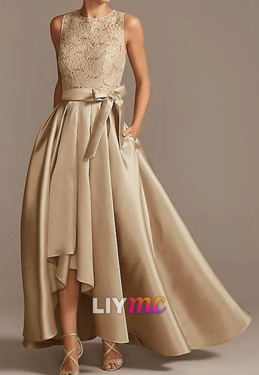 Scoop Sleeveless Appliques A-Line Mother of Bride Dress