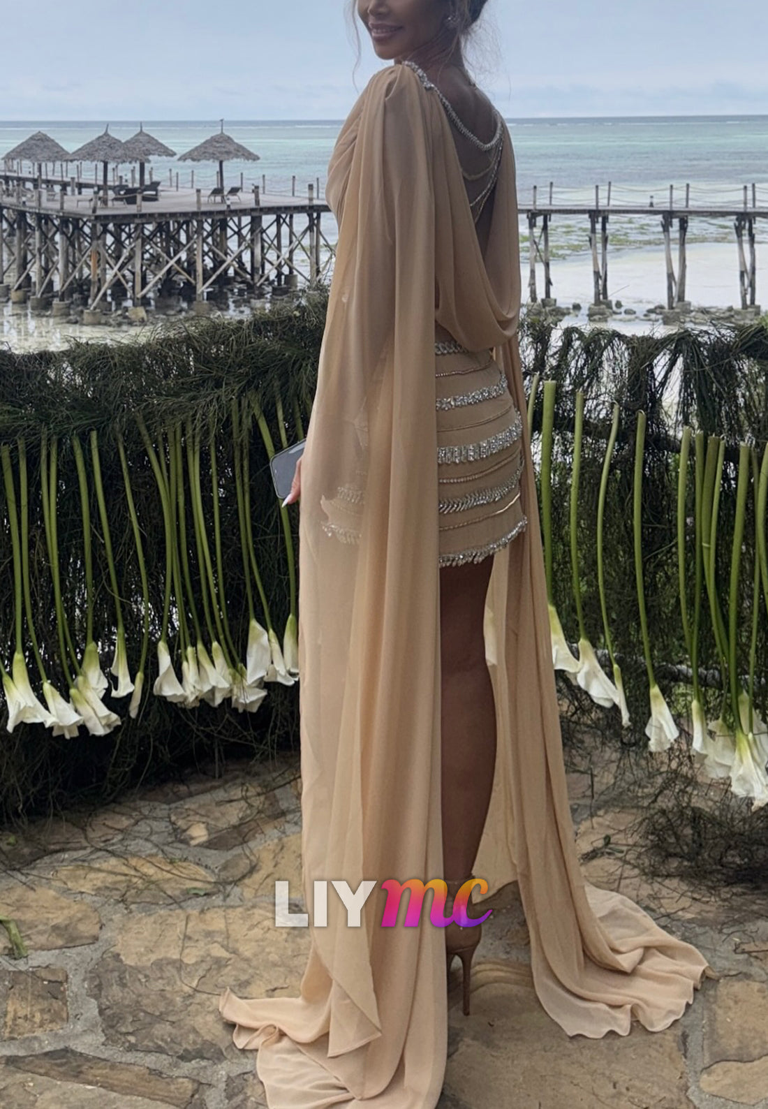 Scoop Sleeveless Pleated Beaded Sheath Party Homecoming Dress
