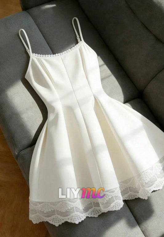 Scoop Spaghetti Straps Short A-Line Party Dress