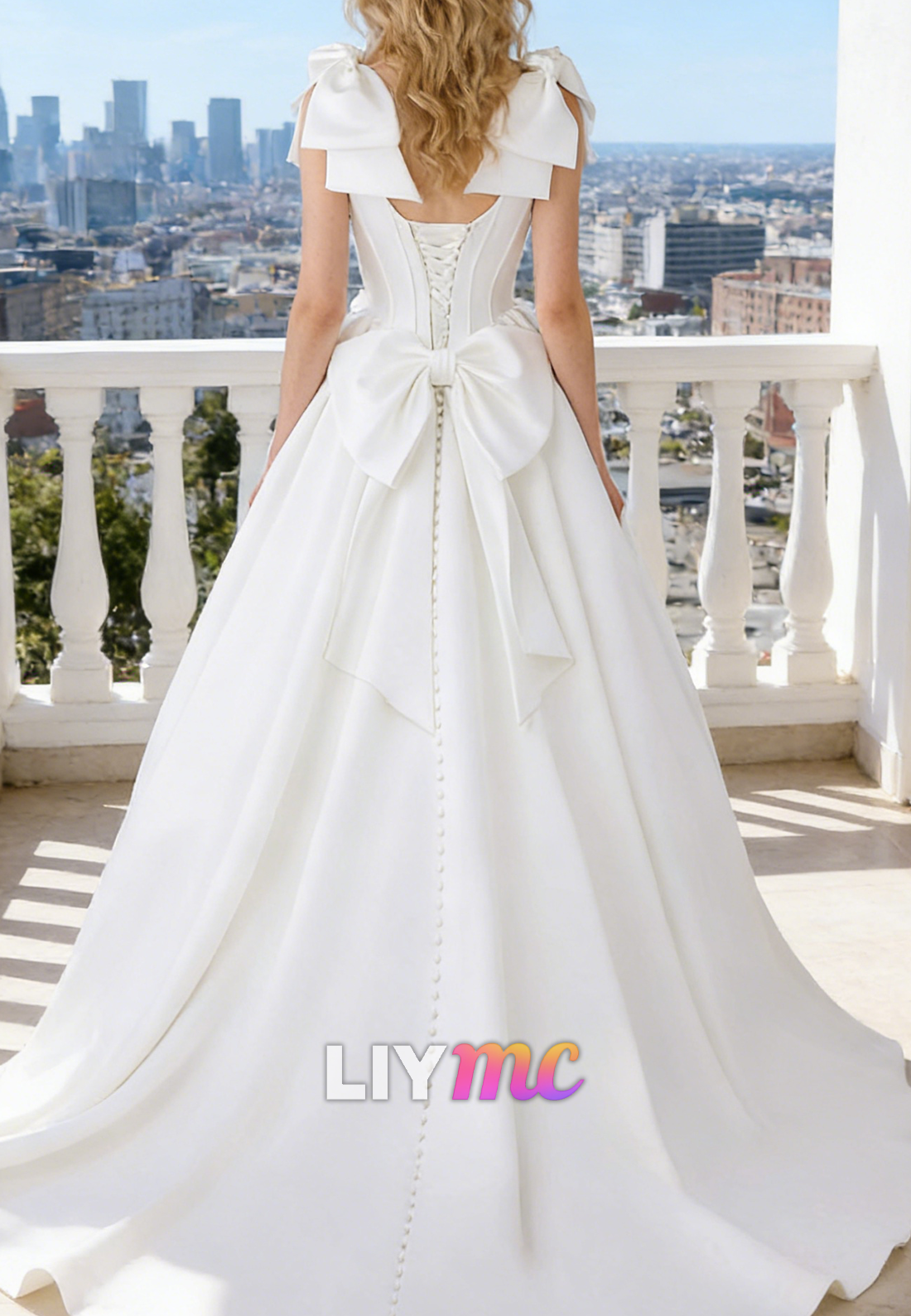 Scoop Straps Mikado Satin A-Line Pretty Wedding Dress