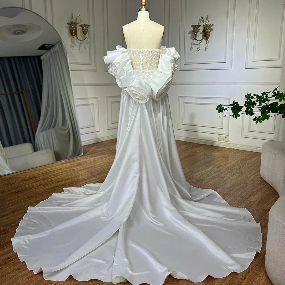 Red Long Cape Pearls Beaded Mermaid Evening Dress Gown