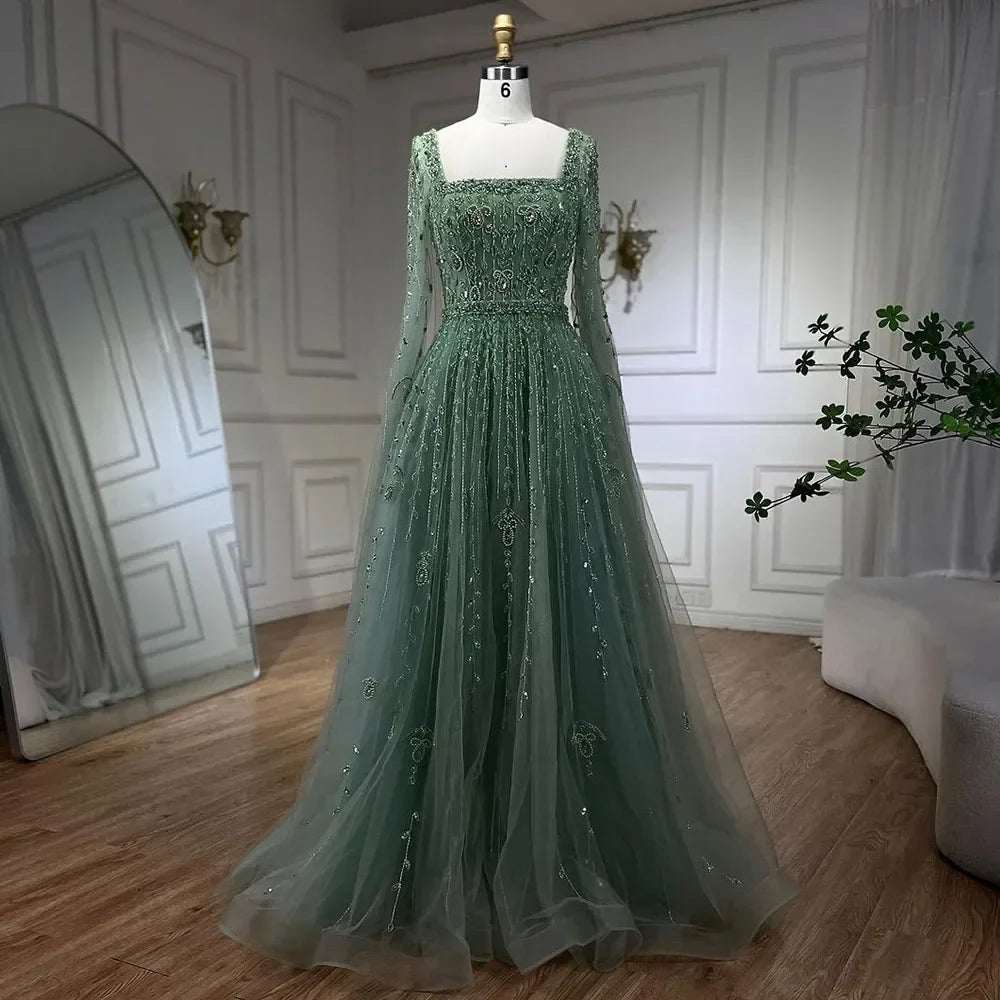 Luxury Designer Pink Dubai Evening Dress With Cape