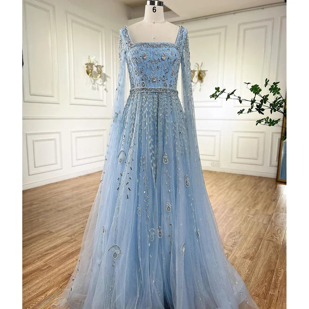 Luxury Designer Pink Dubai Evening Dress With Cape