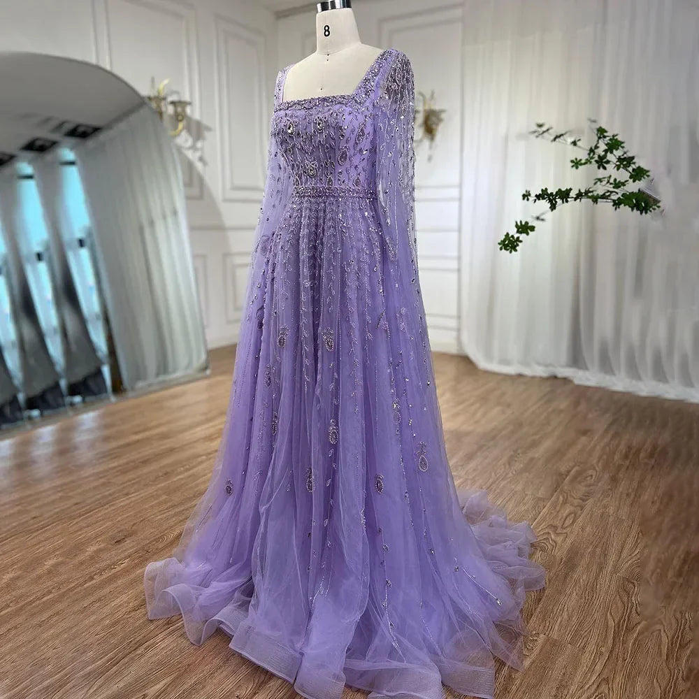 Luxury Designer Pink Dubai Evening Dress With Cape