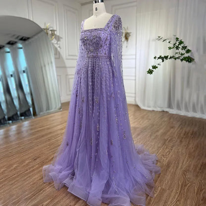 Luxury Designer Pink Dubai Evening Dress With Cape