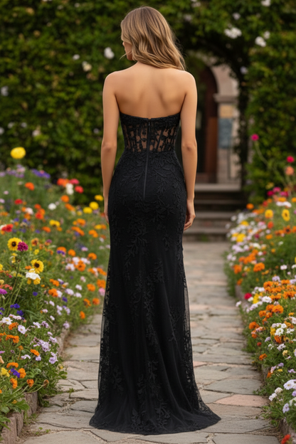 Sweetheart Lace Appliques Sheathh Prom Dress